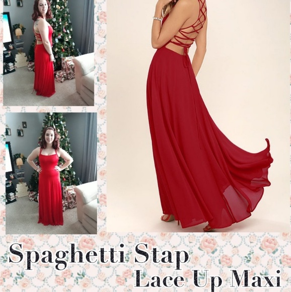 katieby Dresses & Skirts - Spaghetti Strap Lace-up Maxi